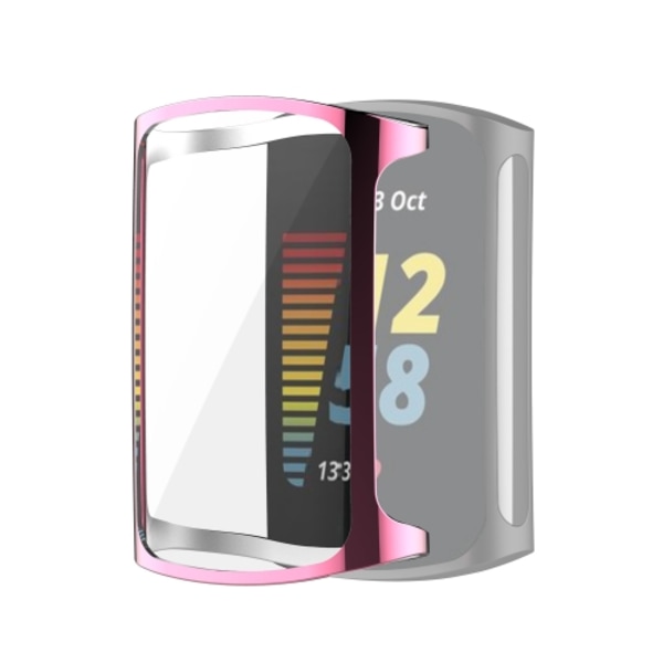 För Fitbit Charge 5 Full Coverage TPU galvanisering Case Pink