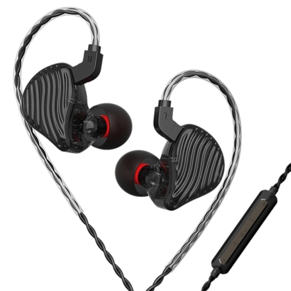 CVJ-CSE Ring Iron Hybrid Music Running Sports In-Ear Wired Headphone, Style:Med mikrofon Svart