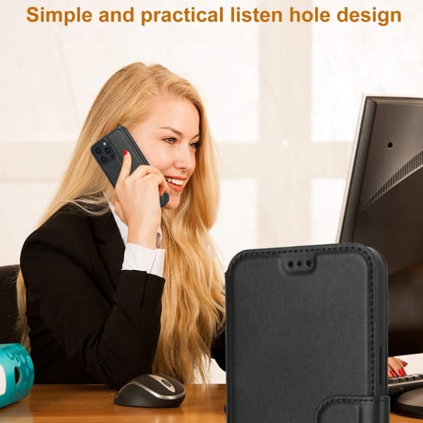 iPhone 16 Pro Max Shockproof PU + TPU Skal - Hållbart Fodral Läder Svart