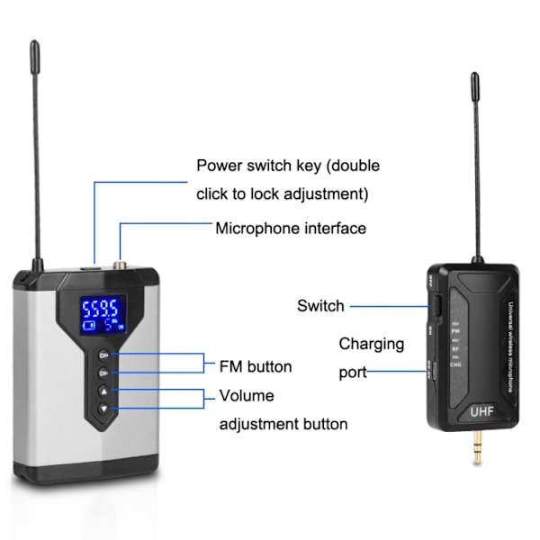 Q6 1 Drag 1 Trådlös Lavalier Huvudklädsel USB Datorinspelningsmikrofon Live Telefon SLR Lavalier Mikrofon