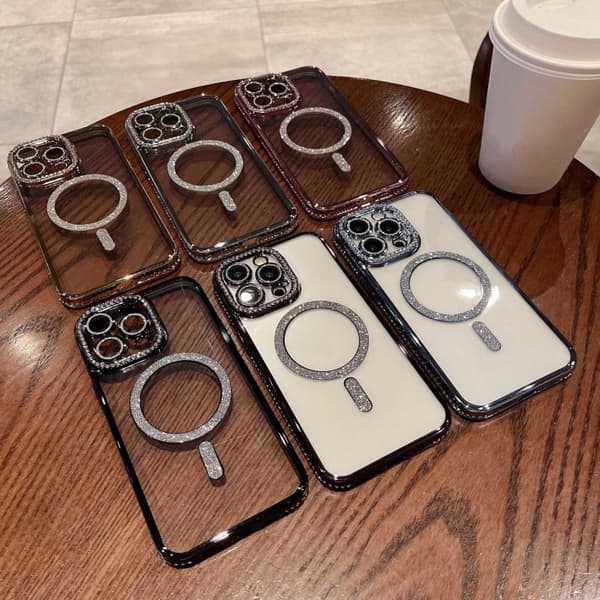 iPhone 17 Diamond Platerad MagSafe TPU Skal Rosa