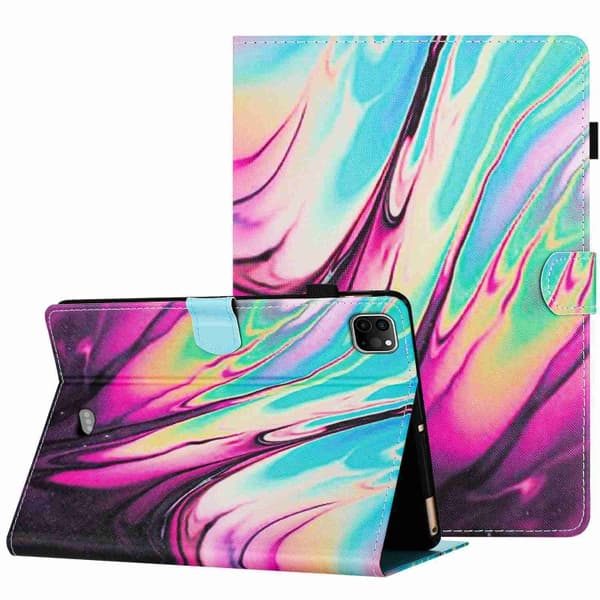 iPad mini 5 / 4 / 3 / 2 / 1 Marmor Mönster Sömmar Smart Läder Fodral Rosblå