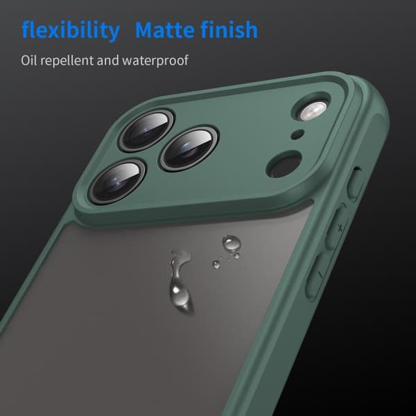 iPhone 18 Pro Max / iPhone 17 Pro Max Dun Series TPU Hybrid PC Frostad Skal Grön