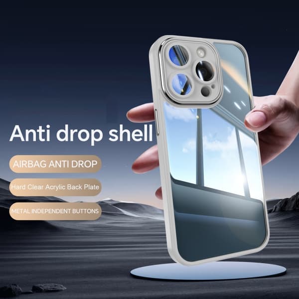 iPhone 16 Pro Max Skal Akryl Hybrid TPU Armor Stötsäker Telefonfodral Grå