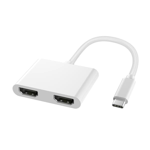 4-i-1 Multifunktionell USB-C / Type-C till PD USB-C / Type-C + USB 3.0 + Dubbel HDMI Hub Dockningsstation (Vit)