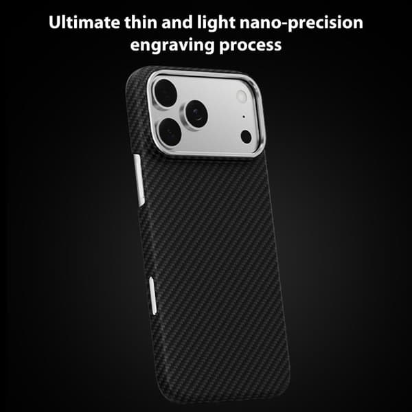 iPhone 18 Pro Max / iPhone 17 Pro Max Skal - 600D Fin Korn Kolfiber med MagSafe Svart
