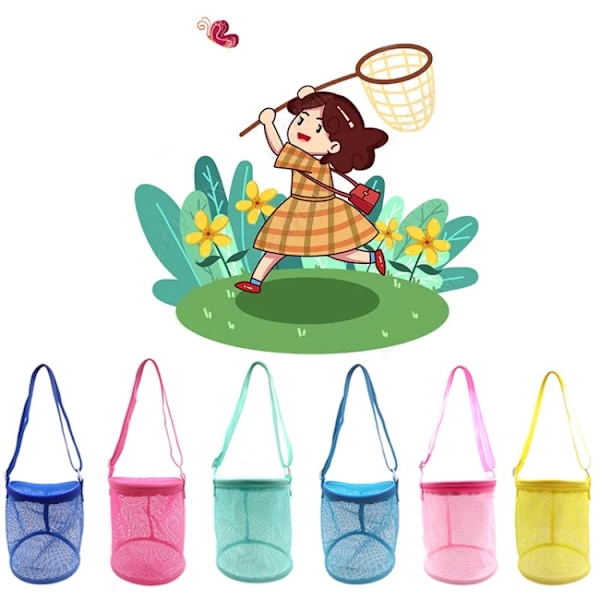 Barn utomhus vildplockningsväska Cylinder Butterfly Dragonfly Collection Bag Gul