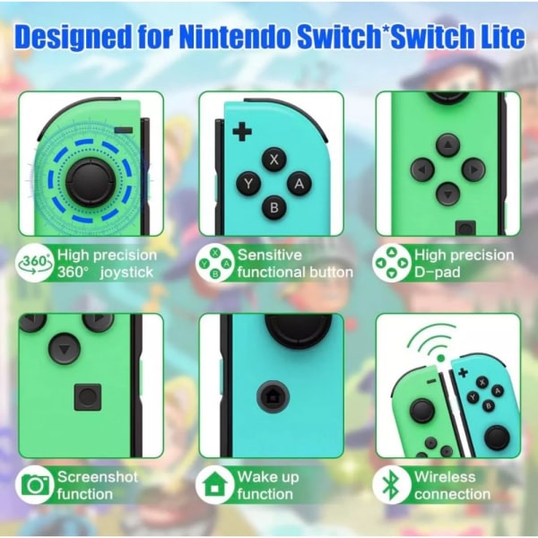 NS Switch / Lite / OLED Gamepad trådlös Spelkontroller handkontroll med väckningsfunktion och 6-axligt gyroskop Spelkontroller Blå röd