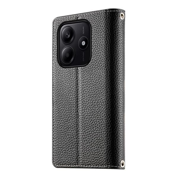 Redmi Note 14 5G - Global Multi-kort Zipper Plånboksfodral i Läder med Kort Rem Svart