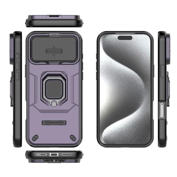 iPhone 18 Pro / iPhone 17 Pro Skal med Sliding Camshield TPU + PC Stötsäker med Hållare Purpur