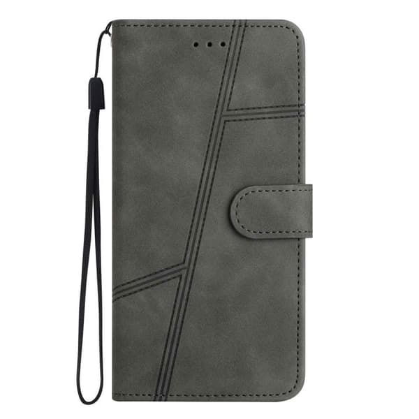 iPhone 17 Air Skal läderfodral med skin-feel sömnad Grå
