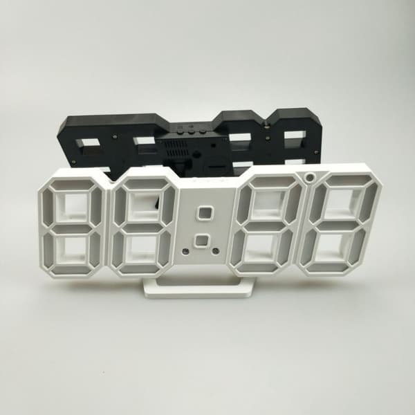 6609 3D Stereo LED-väckarklocka Vardagsrum 3D Väggklocka, Färg: Svart ram Rött ljus