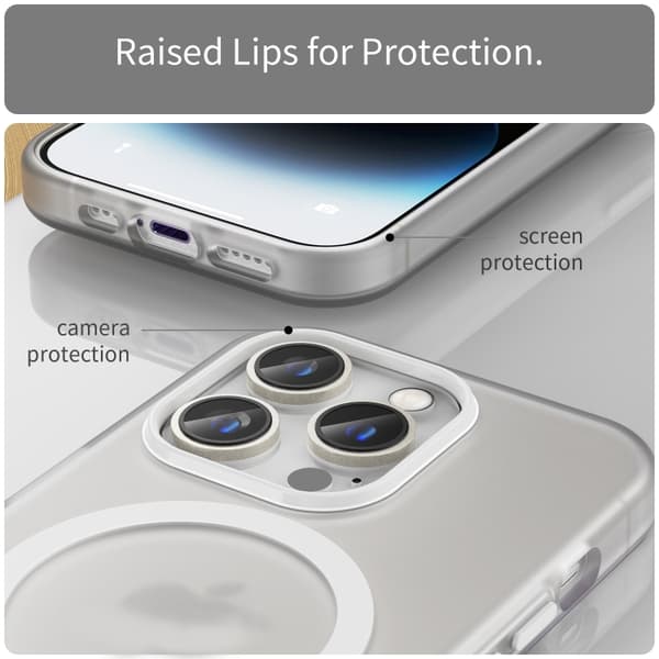 iPhone 16 Pro Skal - MagSafe Frostad Genomskinlig TPU + PC Full Täckning Vit