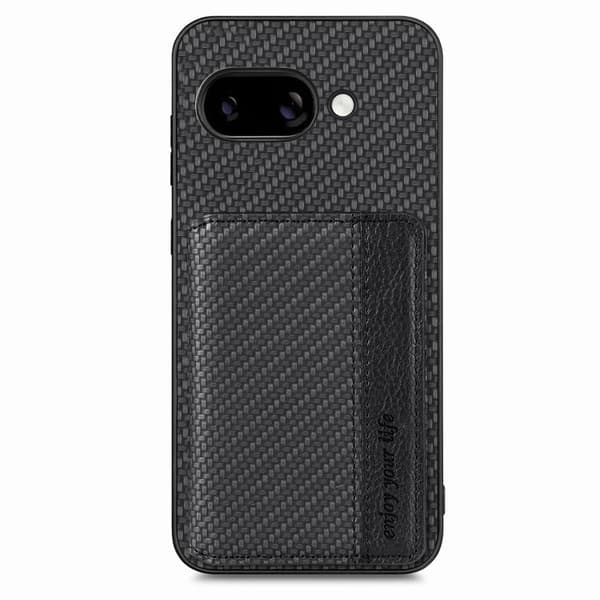 för Pixel 9a Skal i Kolfiber med Magnetisk Kortficka Svart