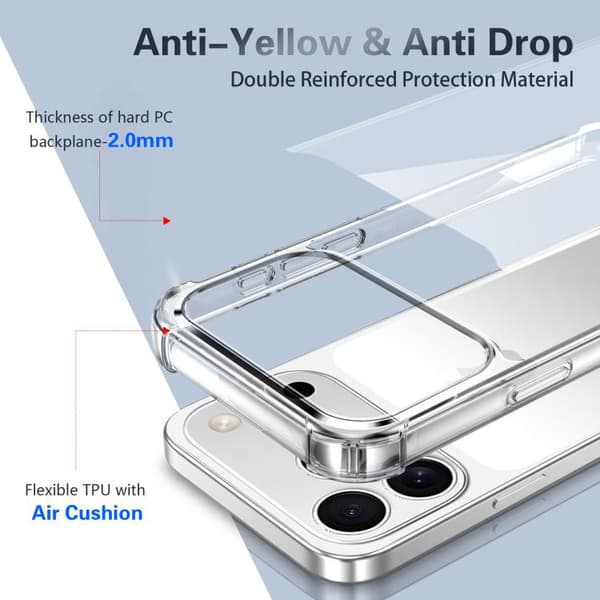 iPhone 18 Pro Max / iPhone 17 Pro Max Skal - fyrhörnigt stöttåligt akryl + TPU