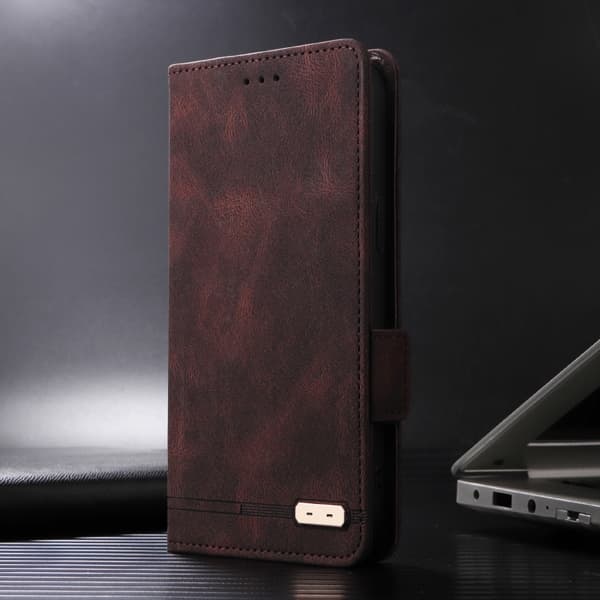 Redmi Note 14 Pro / Note 14 Pro+ 5G Magnetisk Låsfunktion Läderfodral Brun