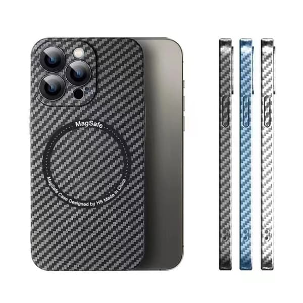 iPhone 16 Pro Max Skal Kolfiber med MagSafe och Linsskydd Blå