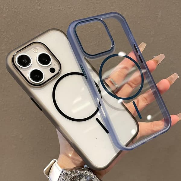 iPhone 16 Pro Max Translucent Armor MagSafe N52 Tunn Cirkel Skal Transparent svart