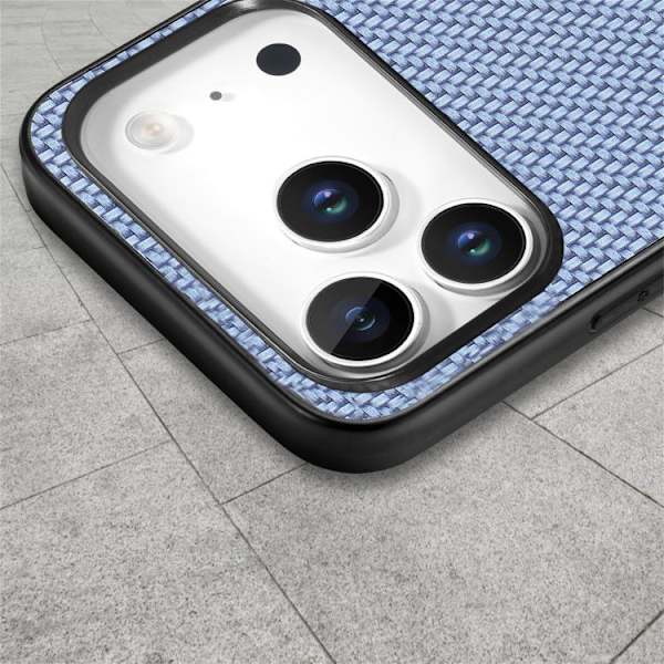 iPhone 17 Pro Skal - kolfibertextur och läder Blå