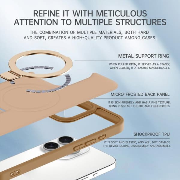 iPhone 16 Pro Max Skal med Skin-feel Ring MagSafe Hållare Mörkblå