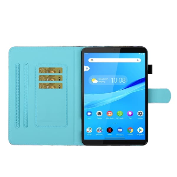 Samsung Galaxy Tab A9+ / A11+ Färgglad Läderfodral med Teckning Blå Uggla