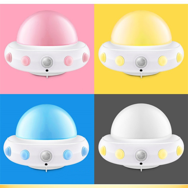 UFO Fjärrkontroll USB Laddning Nattljus Sängbords Smart Sensor LED Atmosfär Ljus(Rosa)