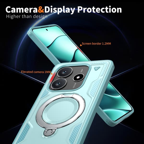 Redmi Note 14 5G - PC Hybrid TPU Armor MagSafe Ringhållare fodral Ljusblå
