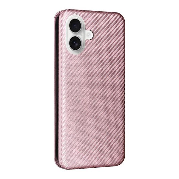 iPhone 17 Skal läderfodral - kolfibertextur Rosa