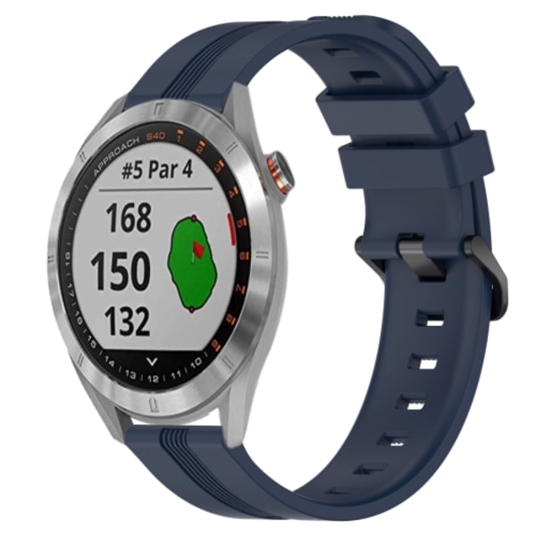 För Garmin Approach S40 20 mm konkavt randigt Slicone watch Navy Blue