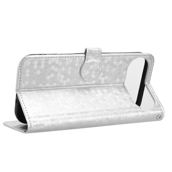 iPhone 17 Air Skal läderfodral med honungskaka pricktextur Silver