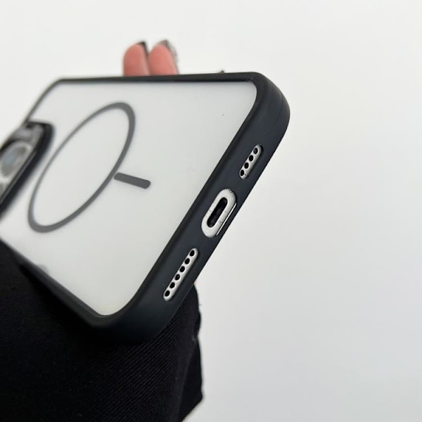 iPhone 16 Pro Max MagSafe Magnetisk Skal med PC Linshållare Grå