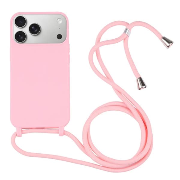 iPhone 17 Pro Skal - Candyfärger med Lanyard Rosa