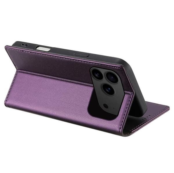 iPhone 18 Pro Max / iPhone 17 Pro Max Skal läderfodral N.BEKUS P3 RFID med magnetisk flip Purpur