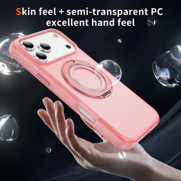 iPhone 17 Pro Max Skal - Translucent PC Gear Holder med C MagSafe Ljusrosa + Rosa