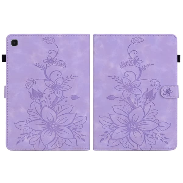 Samsung Galaxy Tab A7 Lite 8.7 Lily Prägad Läderfodral Lila