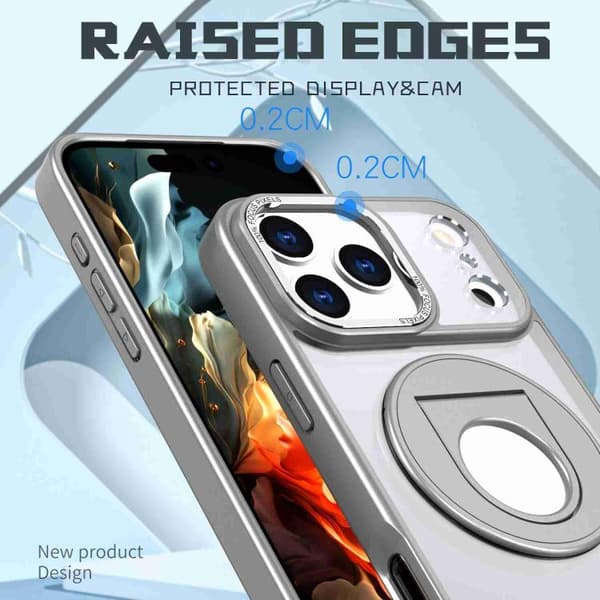 iPhone 18 Pro Max / iPhone 17 Pro Max Skal med roterande ring och magnetisk hållare Titangrå