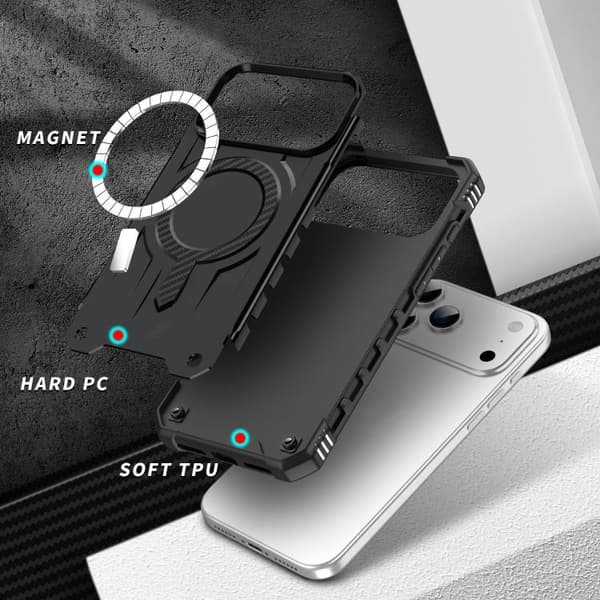iPhone 18 Pro Max / iPhone 17 Pro Max Skal med MagSafe TPU Hybrid PC Svart