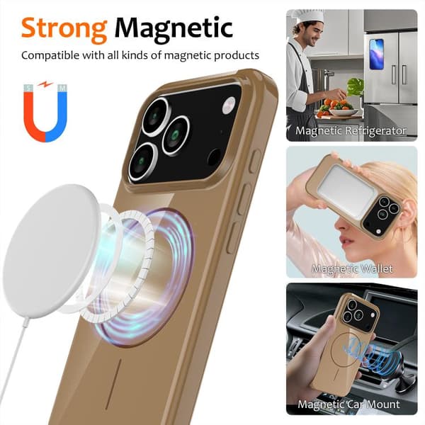 iPhone 18 Pro / iPhone 17 Pro Skal - Glansigt TPU med Stötskydd och Lanyard Guld