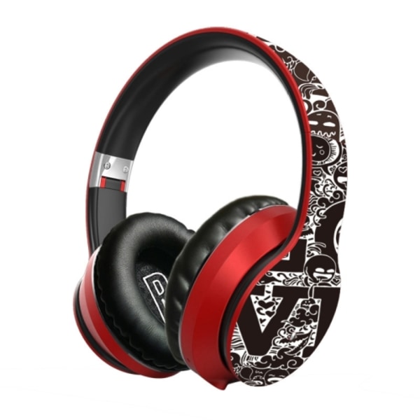 B1 Graffiti-mönstrade trådlösa Bluetooth V5.0-headset Röd