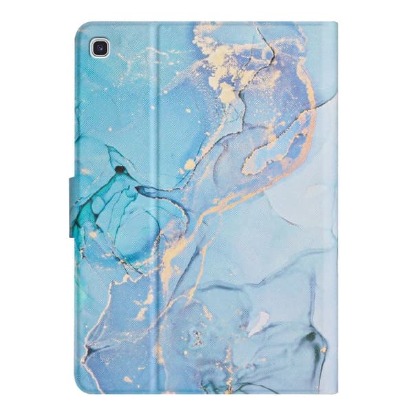 Samsung Galaxy Tab A7 Lite T220 Marble Mönster Smart Läderfodral Blå