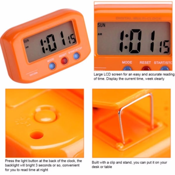 Bärbar fickstorlek digital elektronisk resealarmklocka Bilar Elektronisk Luminous Stoppur LCD-klocka (Blå)