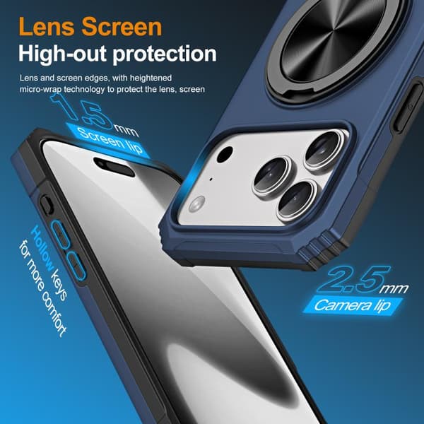 iPhone 18 Pro / iPhone 17 Pro Skal - Aluminium med Rotationsfunktion och MagSafe, Stöttålig Blå
