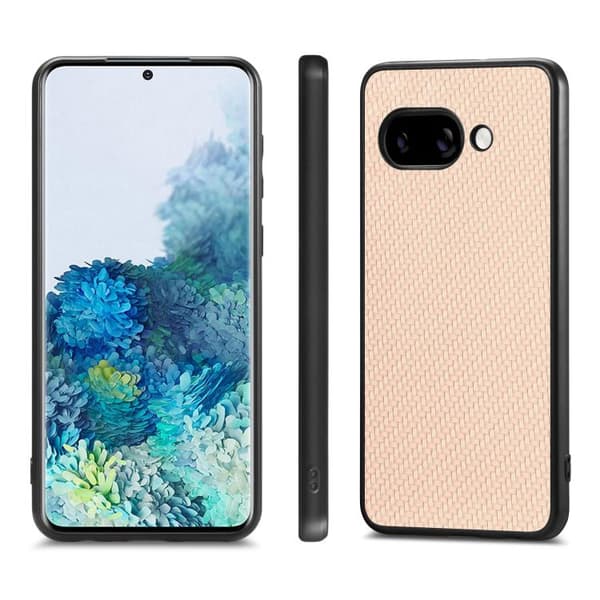för Pixel 9a Skal med Kolfibertextur och Läderbaksida Kaki