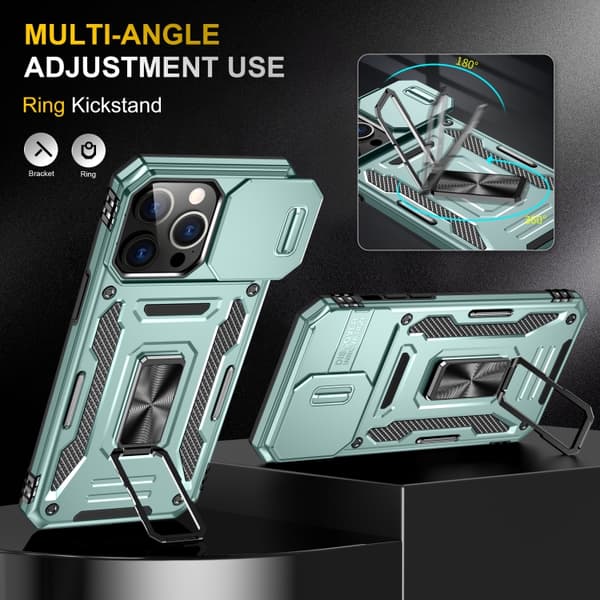 iPhone 16 Pro Max Skal med Armor PC + TPU Kameraskydd Alpingrön