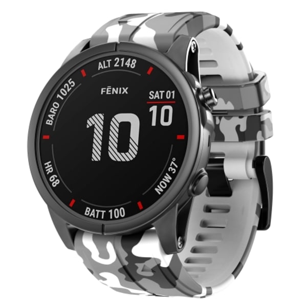 För Garmin Fenix ​​7X Camouflage Silicone Watch Band White