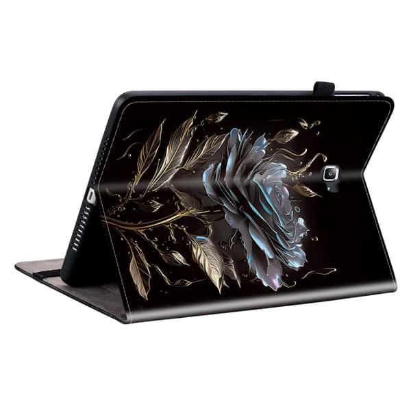Samsung Galaxy Tab S5e T720 Läderfodral med Kristalltextur Svart ros