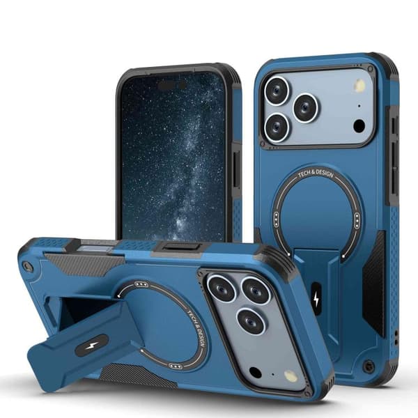 iPhone 18 Pro Max / iPhone 17 Pro Max Skal med Armor MagSafe Hållare - PC Hybrid TPU Mörkblå