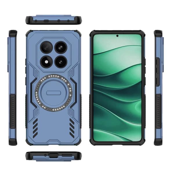 Redmi Note 14 Pro 5G - Butterfly Armor MagSafe Magnetisk Ring Stötsäker Mobilskal Blå