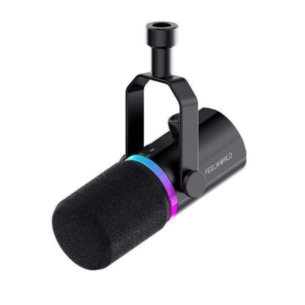 FEELWORLD PM1 XLR/USB dynamisk mikrofon för podcasting, inspelning, spel, livestreaming (svart)