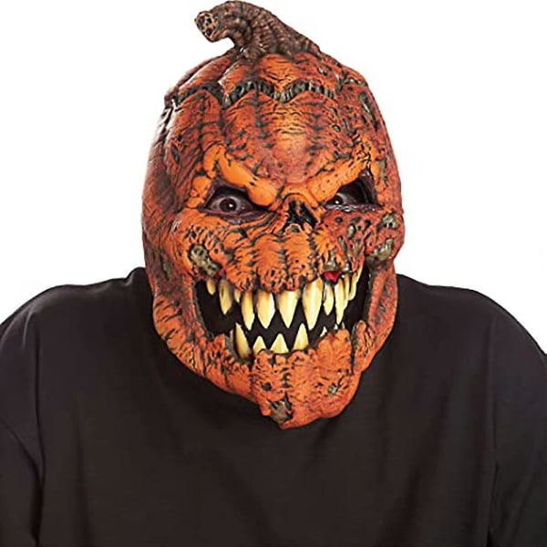 Halloween Creepy Pumpkin Mask Vuxen Cosplay kostym rekvisita Party Skrämmande latexmask